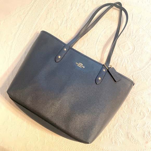 Coach X Grain Zip Top Tote Denim Blue NWOT Bag - Picture 2 of 13